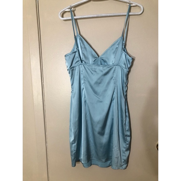 Rumours Blue Satin Slip Dress - Picture 2 of 4